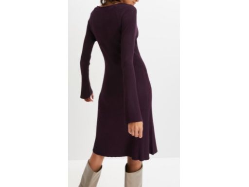 B.P.C śliwkowa dzianinowa sukienka prążek ^36/38