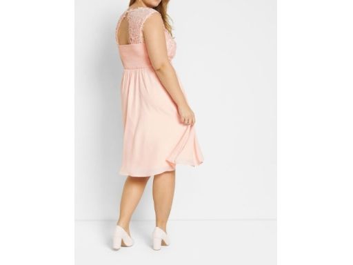 B.P.C jasnoróżowa sukienka z koronką szyfonowa PREMIUM ^48