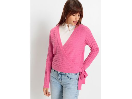 B.P.C różowy krótki kopertowy sweter 52/54.