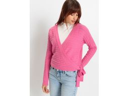 B.P.C różowy krótki kopertowy sweter 52/54.