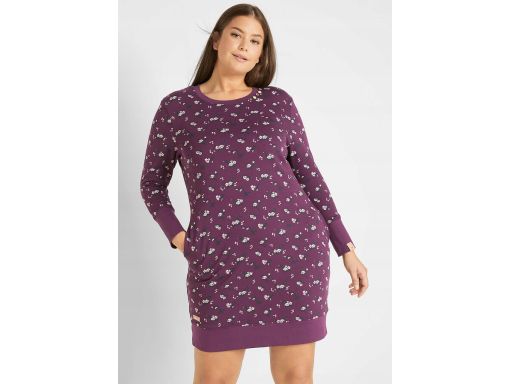 B.P.C sukienka dresowa śliwkowa w drobne kwiatuszki r.36/38