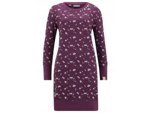 B.P.C sukienka dresowa śliwkowa w drobne kwiatuszki r.36/38