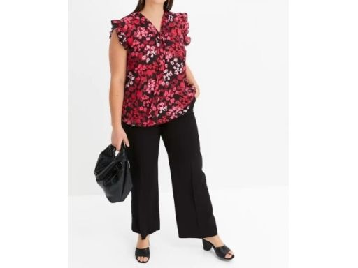 B.P.C bluzka szyfonowa koszulowa wzorzysta r.54