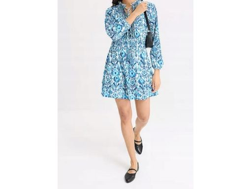 B.P.C sukienka tunikowa we wzory z frędzlami boho 44/46.