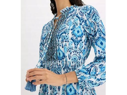 B.P.C sukienka tunikowa we wzory z frędzlami boho 44/46.