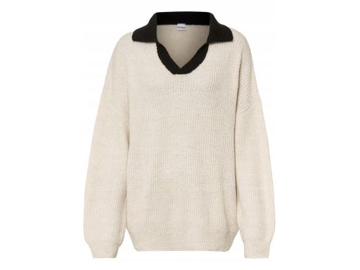 B.P.C sweter beżowy z czarnym kołnierzykiem 40/42.