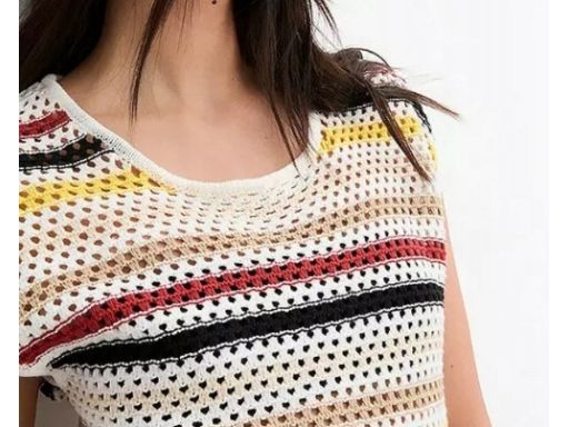 B.P.C bluzka dzianinowa ażurowa w kolorowe paski 36/38.