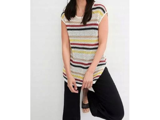 B.P.C bluzka dzianinowa ażurowa w kolorowe paski 36/38.