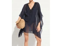B.P.C ekskluzywna szyfonowa tunika plażowa z kamieniami ^40/42