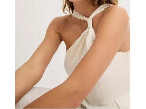 B.P.C kombinezon ecru z szerokimi nogawkami i z satynową górą 40.