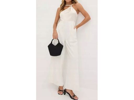 B.P.C kombinezon ecru z szerokimi nogawkami i z satynową górą 40.