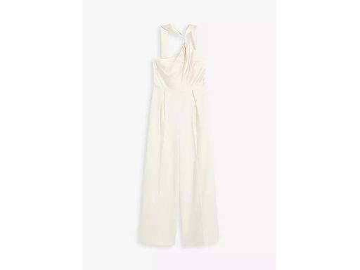 B.P.C kombinezon ecru z szerokimi nogawkami i z satynową górą 40.