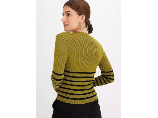 B.P.C sweter rozpinany prążkowany oliwkowy w paski ^40/42