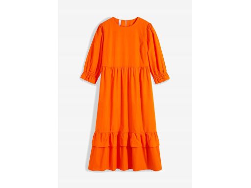B.P.C pomarańczowa sukienka z falbankami bawełna midi r.44