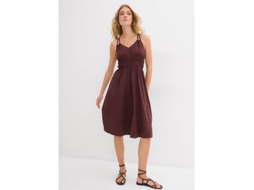 B.P.C sukienka brązowa midi z marszczeniami r.40