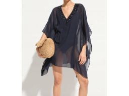 B.P.C ekskluzywna szyfonowa tunika plażowa z kamieniami 44/46.