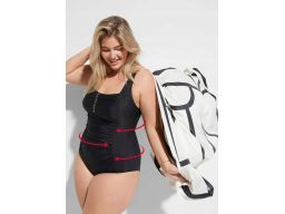 B.P.C kostium kąpielowy shape czarny z marszczeniem i dżetami r.50