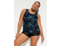 B.P.C tankini czarne w kolorowe liście z czarnymi bokserkami ^50