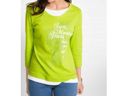 B.P.C bluzka 2w1 limonkowa z nadrukiem ^36/38