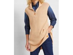 B.P.C długa kamizelka ze stójką beżowa 36/38.