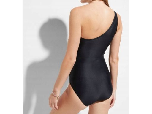 B.P.C kostium kąpielowy asymetryczny czarny na jedno ramię z siateczką