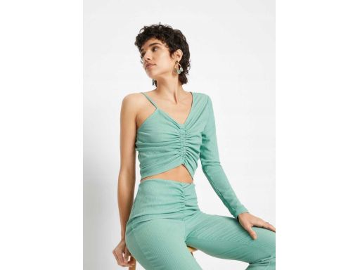 B.P.C krótka bluzka asymetryczna w prążek eukaliptusowy ^44/46