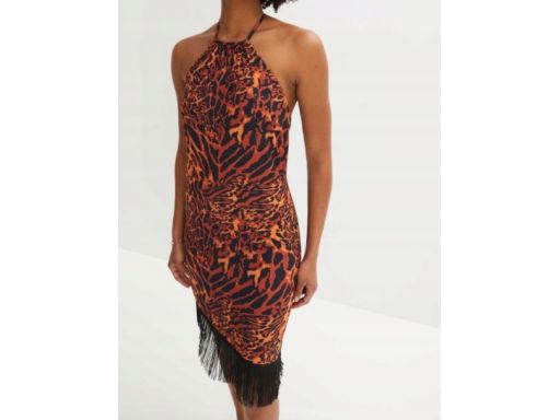 B.P.C sukienka z frędzlami w cętki ^40/42