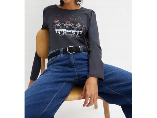 B.P.C bluzka ciemnoszara z dżetami świąteczna 44/46.