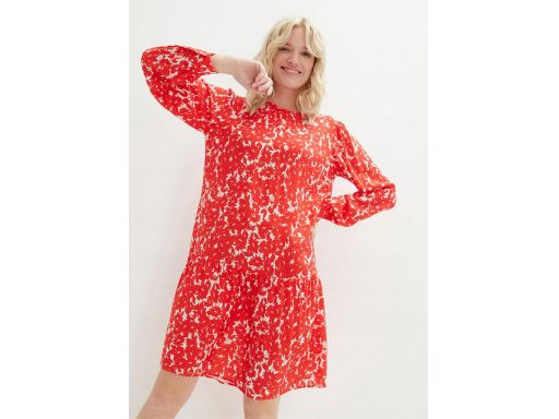 B.P.C prosta sukienka biała w czerwone kwiaty 40.