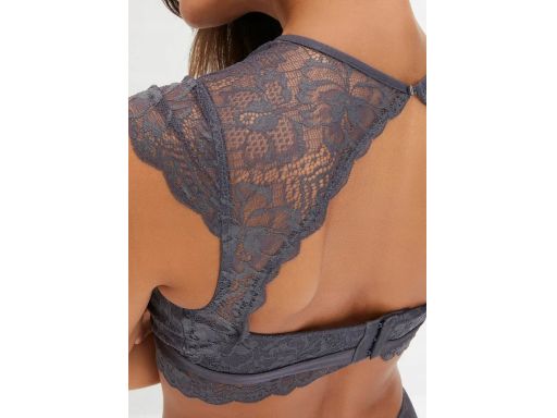 B.P.C biustonosz braletka-top koronkowy szary bez usztywnień ^36/38