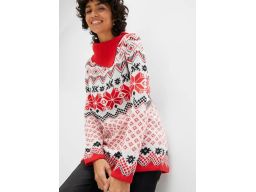 B.P.C sweter z grubej dzianiny z norweskim wzorem r.52/54