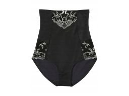 B.P.C. majtki figi panty shape wysoka talia czarne z białym haftem r.3