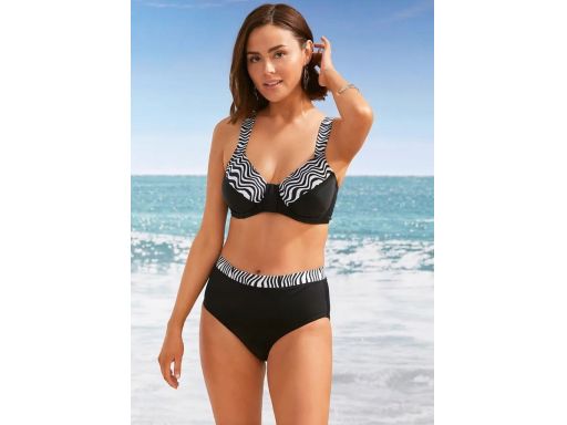 B.P.C bikini minimizer czarny wzór zebry z figami 52 (105D).