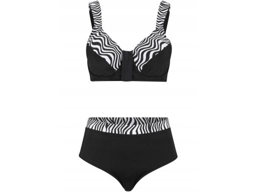 B.P.C bikini minimizer czarny wzór zebry z figami 52 (105D).