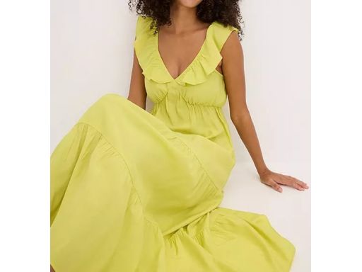 B.P.C sukienka midi limonkowa z falbanami 50.