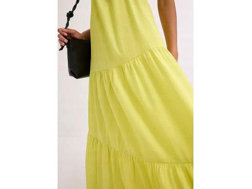 B.P.C sukienka midi limonkowa z falbanami 50.