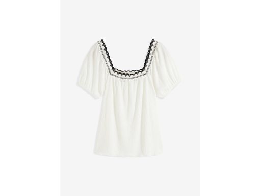 B.P.C śmietankowa bluzka z czarnym haftem ^52/54