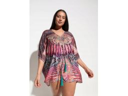 B.P.C ekskluzywna tunika plażowa z nadrukiem i kamyczkami 48/50.