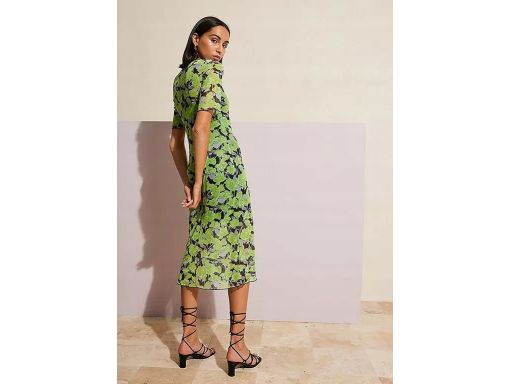 B.P.C prosta sukienka z siateczki zielona w kwiaty 40/42.