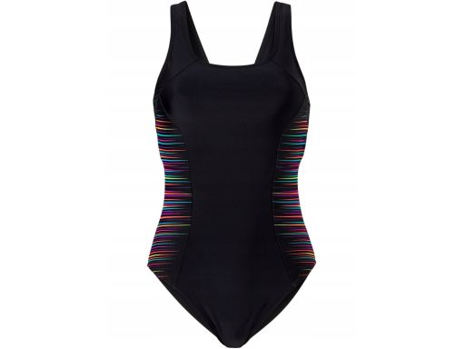 B.P.C czarny kostium kąpielowy z kolorowymi paseczkami sportowy r.42
