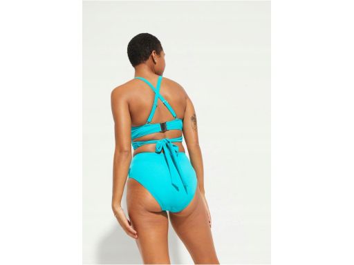 B.P.C bikini bustier wiązane turkusowe z figami r.38