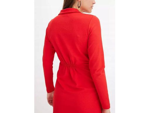 B.P.C czerwona sukienka efekt założenia kopertowego z marszczeniem r.3