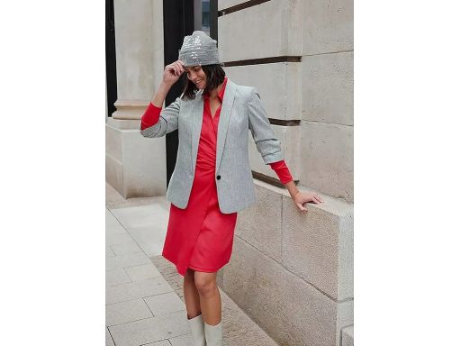 B.P.C czerwona sukienka efekt założenia kopertowego z marszczeniem r.3