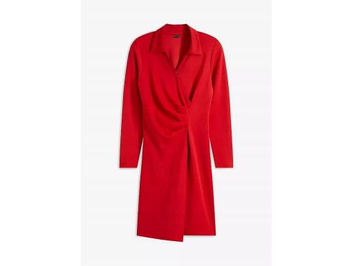 B.P.C czerwona sukienka efekt założenia kopertowego z marszczeniem r.3