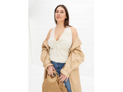 B.P.C top beżowy krepowany odkryte plecy r.48/50