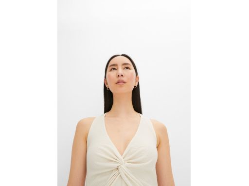 B.P.C top beżowy krepowany odkryte plecy r.48/50