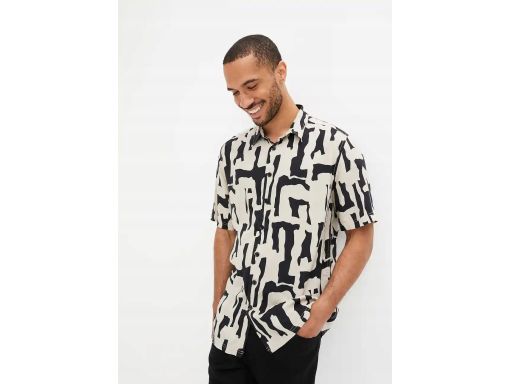 B.P.C koszula męska z wiskozy we wzory z krótkim rękawem 47/48.