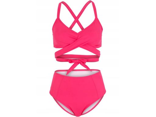 B.P.C bikini bustier wiązane różowe z figami r.50