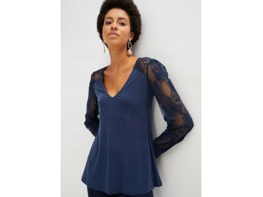 B.P.C bluzka granatowa z koronkowymi rękawami r.36/38