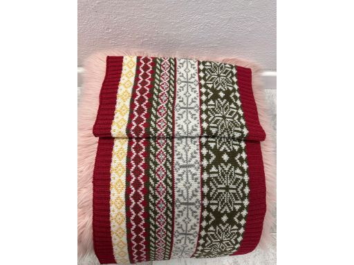 B.P.C Komin dzianinowy szalik we wzory norwerskie czerwony